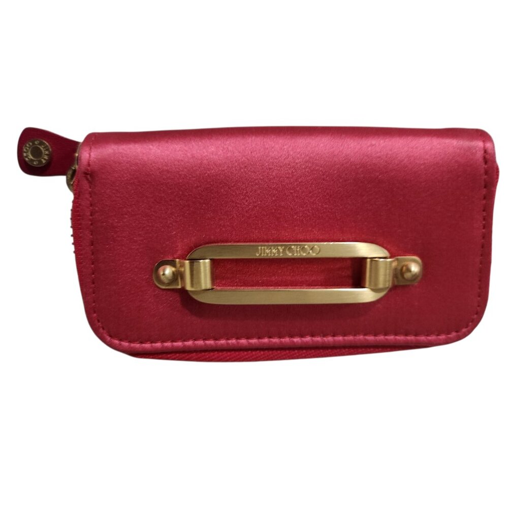 Rare Authentic Jimmy Choo London Coin Purse with Dust Bag and Keychain Red Gold